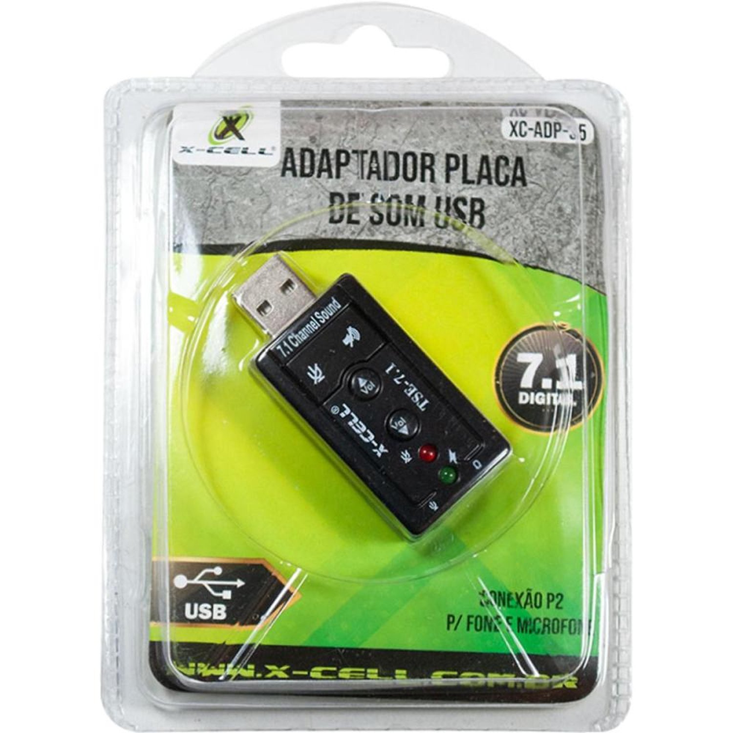 Adaptador de Som USB 7.1 XC-ADP-35 Flex Un.Venda: PC/1