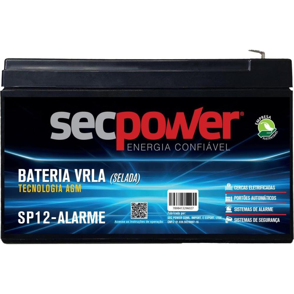 Bateria Selada 12V P12-Alarme SecPower Un.Venda: PC/1