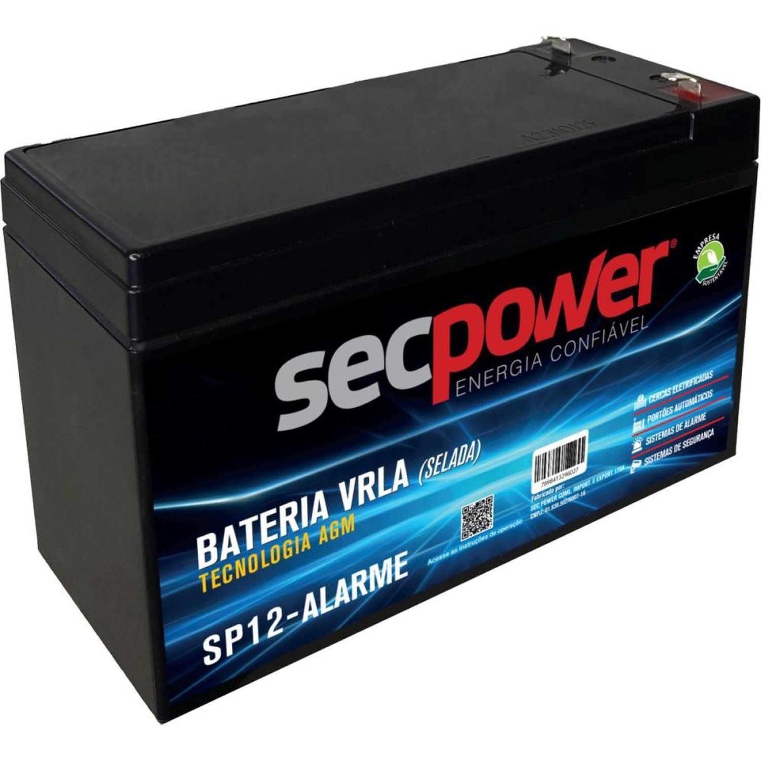 Bateria Selada 12V P12-Alarme Secpower Un.Venda: Pc/1