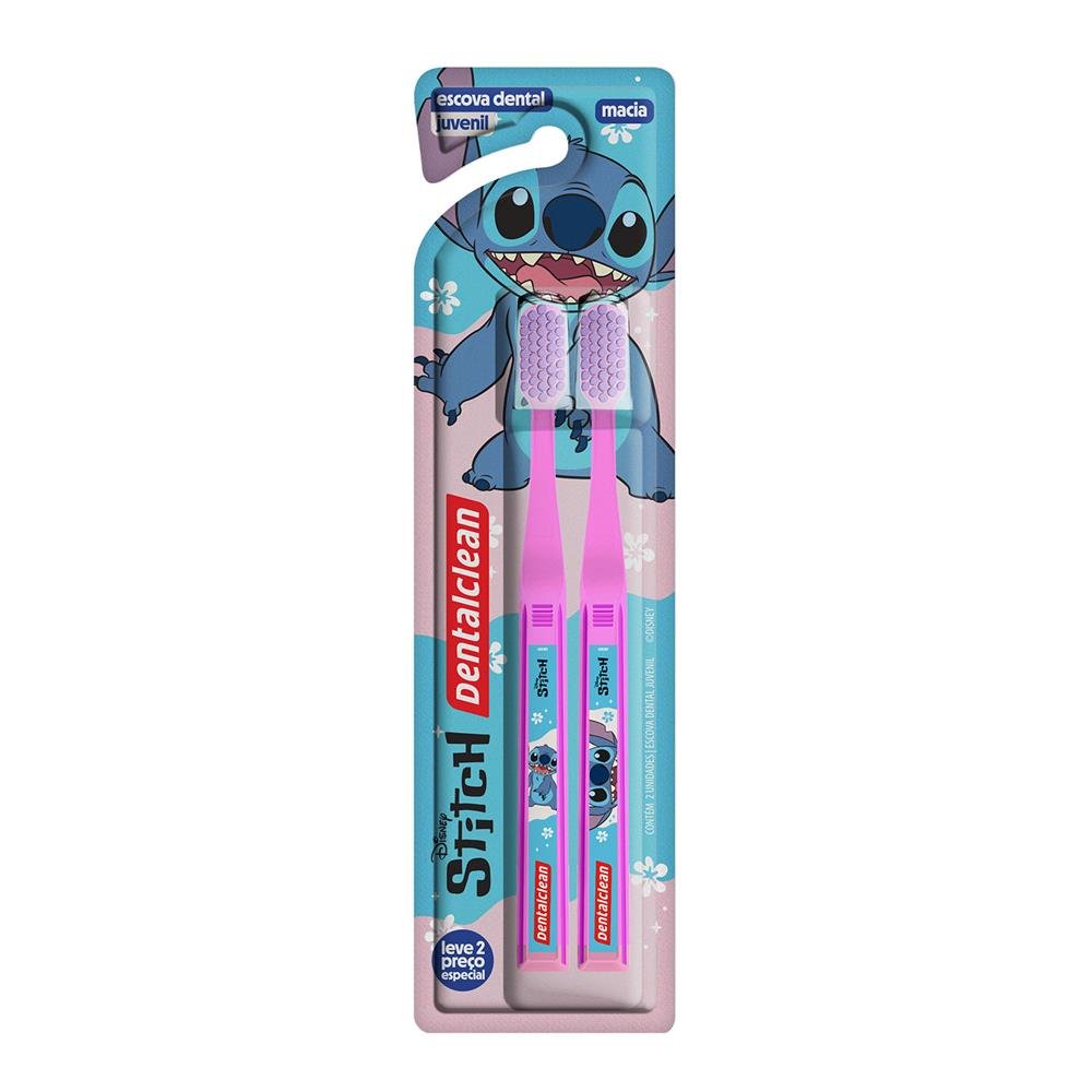 Escova Dental Juvenil Macia Stitch Dentalclean 2 Unidades