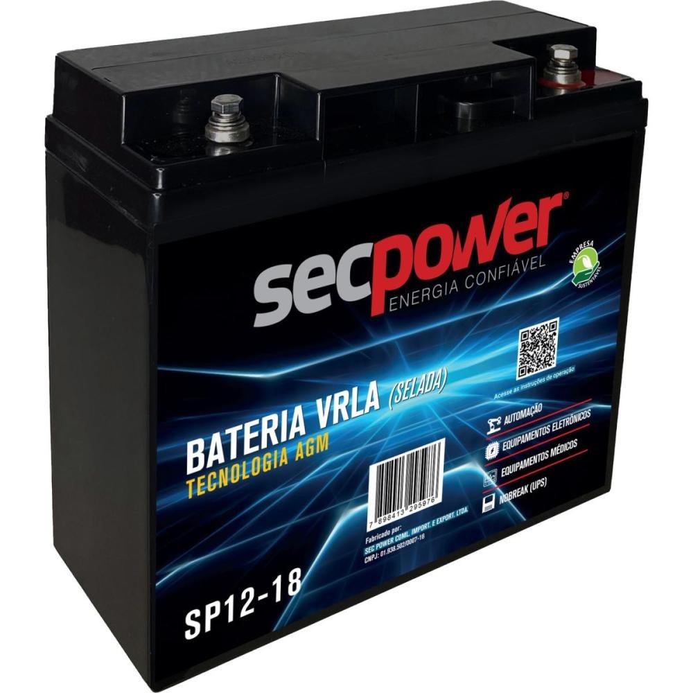 Bateria Selada 12V 18Ah SP12-18 SecPower Un.Venda: PC/1