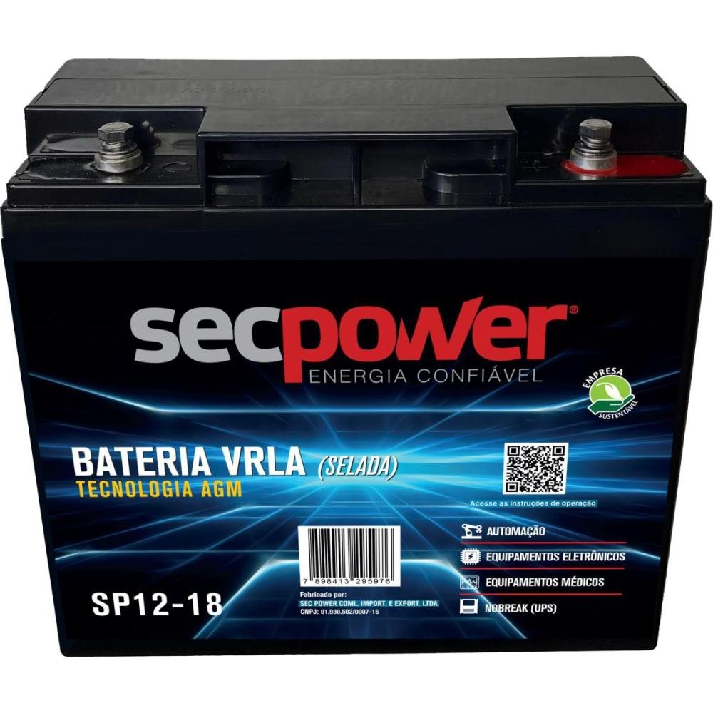 Bateria Selada 12V 18Ah SP12-18 SecPower Un.Venda: PC/1