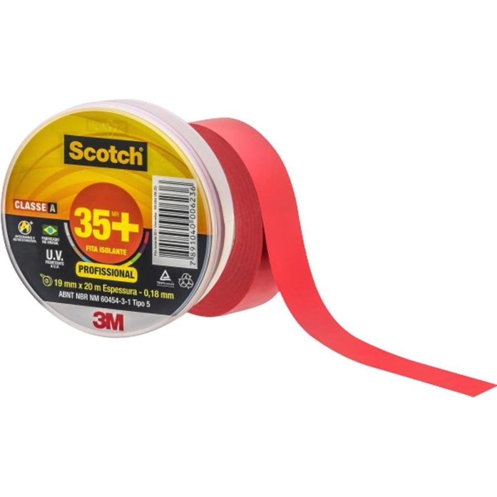 Fita Isolante 19x20m Scotch 35+ Vermelha 3M Un.Venda: PC/1