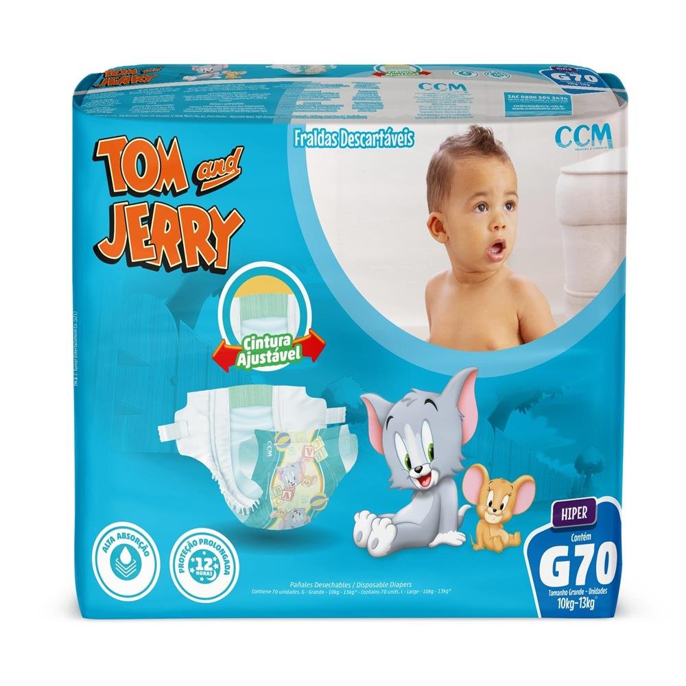 Fraldas Tom e Jerry Hiper G 4X70
