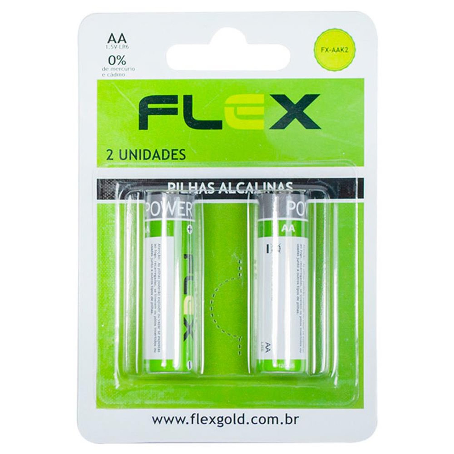 Pilha Aa Alcalina Cartela Com 2 Unidades Flex