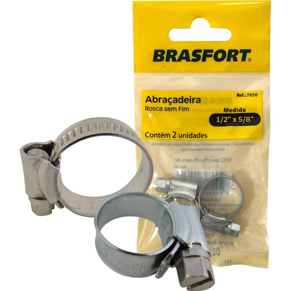 Abraçadeira Rosca Aço 1/2" x 5/8" Brasfort (Com 2) Un.Venda: MVA/2