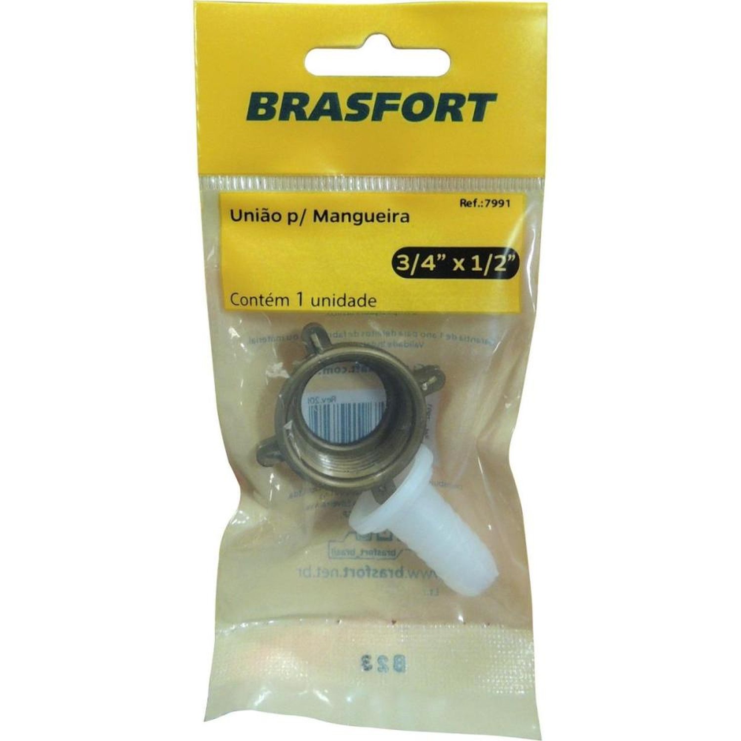 União Para Mangueira 3/4" X 1/2" Brasfort Un.Venda: Pc/1
