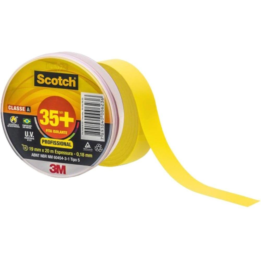 Fita Isolante 19x20m Scotch 35+ Amarela 3M Un.Venda: PC/1