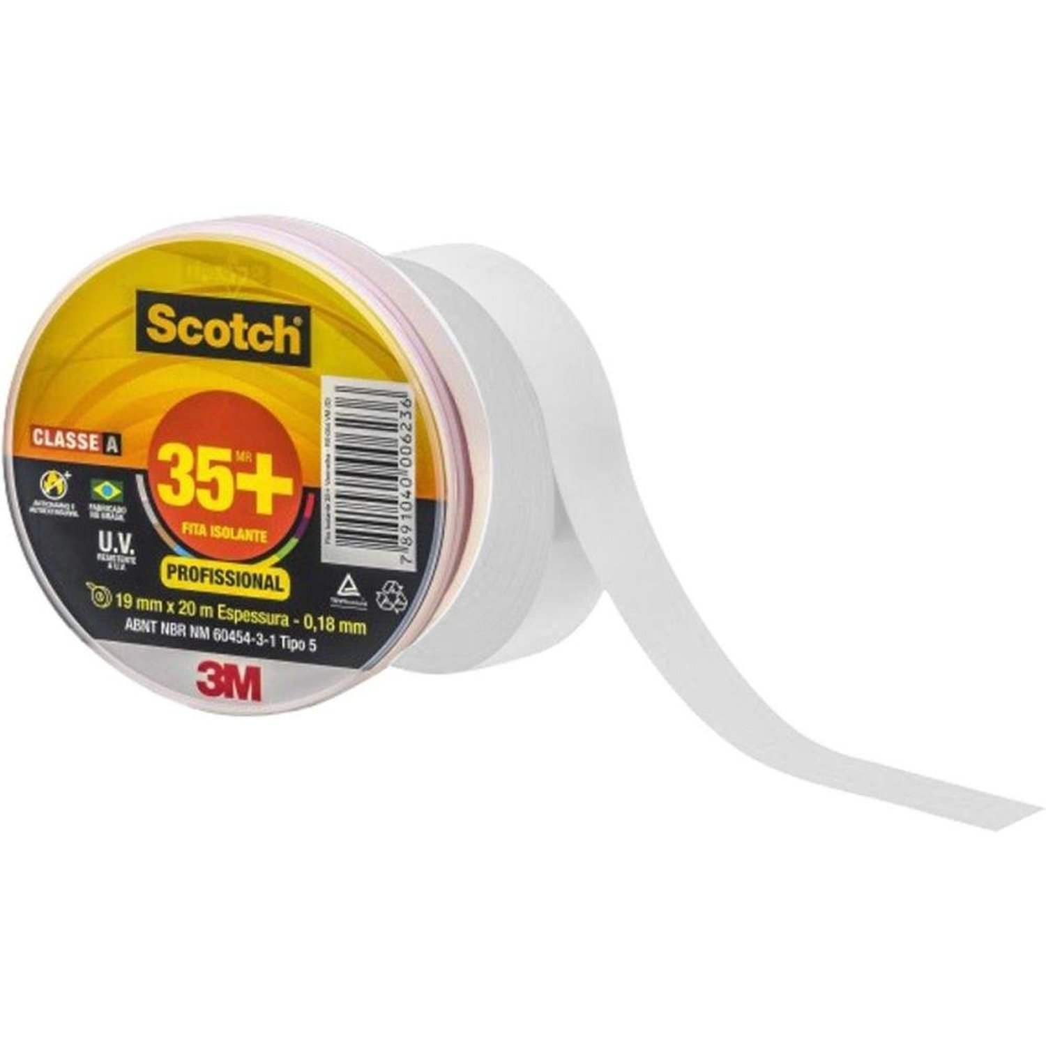 Fita Isolante 19X20m Scotch 35+ Branca 3M Un.Venda: Pc/1