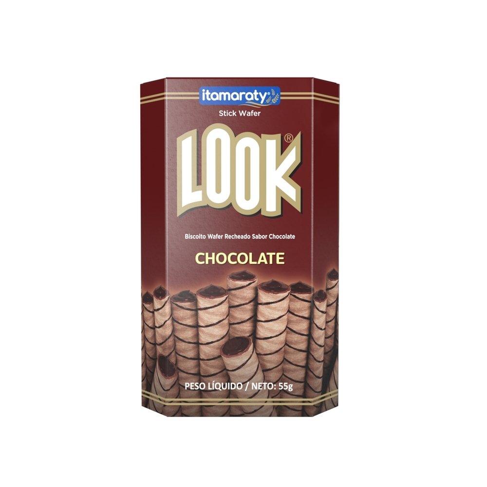 Biscoito Wafer Look em Stick Chocolate 55g - Embalagem com 20 Unidades