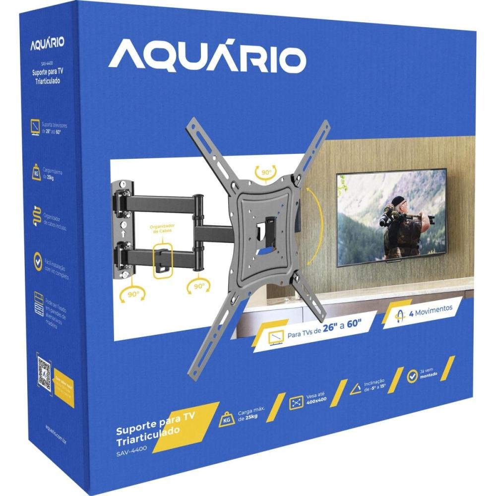 Suporte Triarticulado Para TV Universal 26-60" SAV-4400 Aquario Un.Venda: PC/1