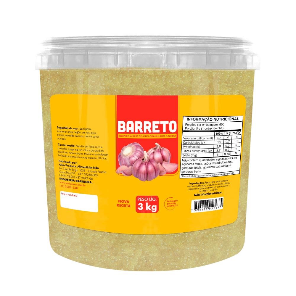 Alho triturado Barreto uni/3kg