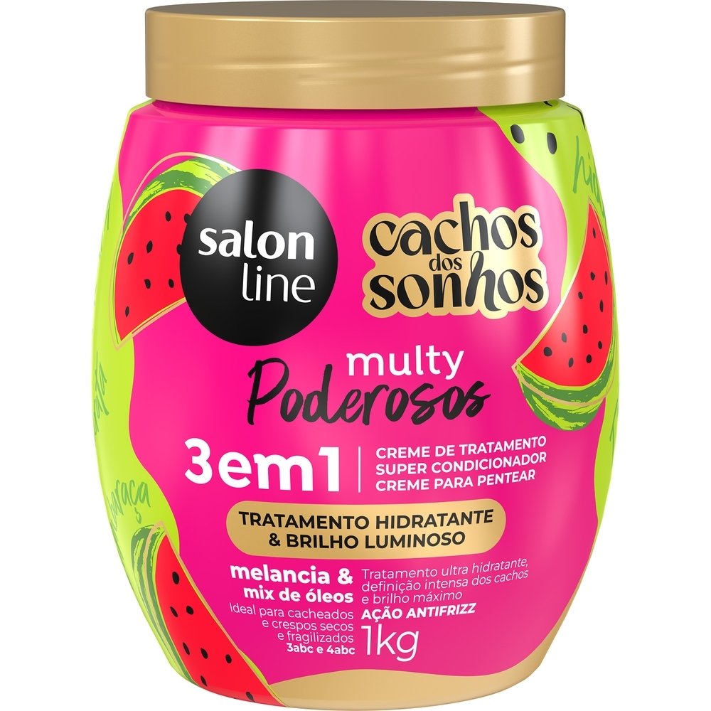 Creme Tratamento Salon Line Cachos Sonhos Melancia 3 em 1 Multy Poder 1 Kg