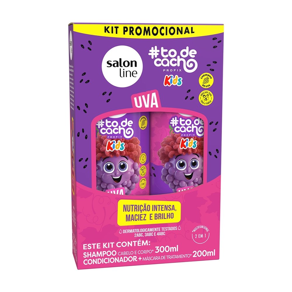 Kit Shampoo 300ml + Condicionador Salon Line Tô de Cachos Uva Kids 200ml