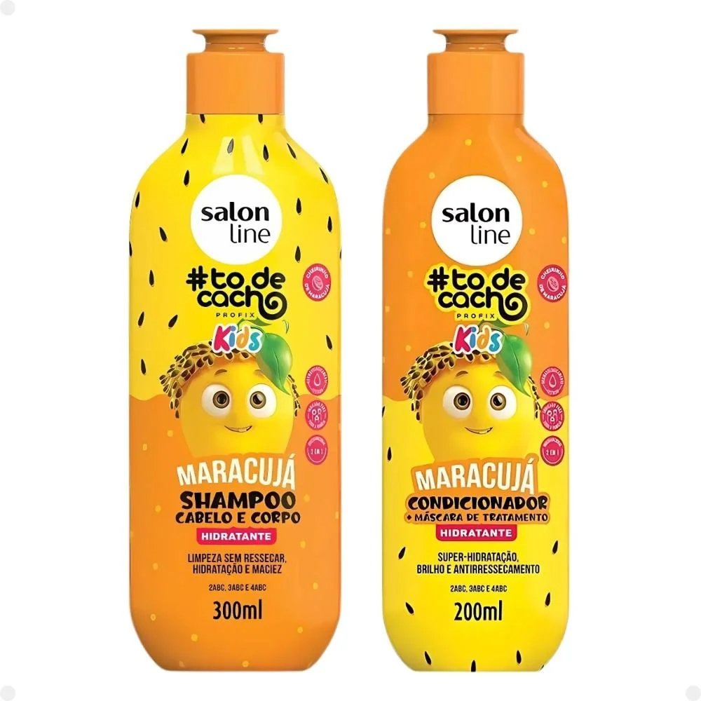 Kit Shampoo 300ml + Condicionador Salon Line Tô de Cachos Maracujá Kids 200ml