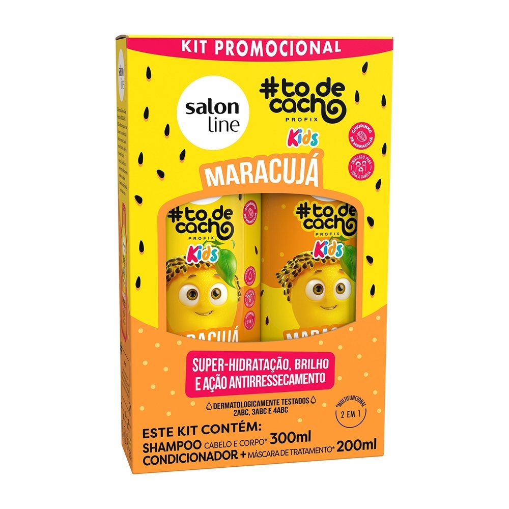 Kit Shampoo 300ml + Condicionador Salon Line Tô de Cachos Maracujá Kids 200ml