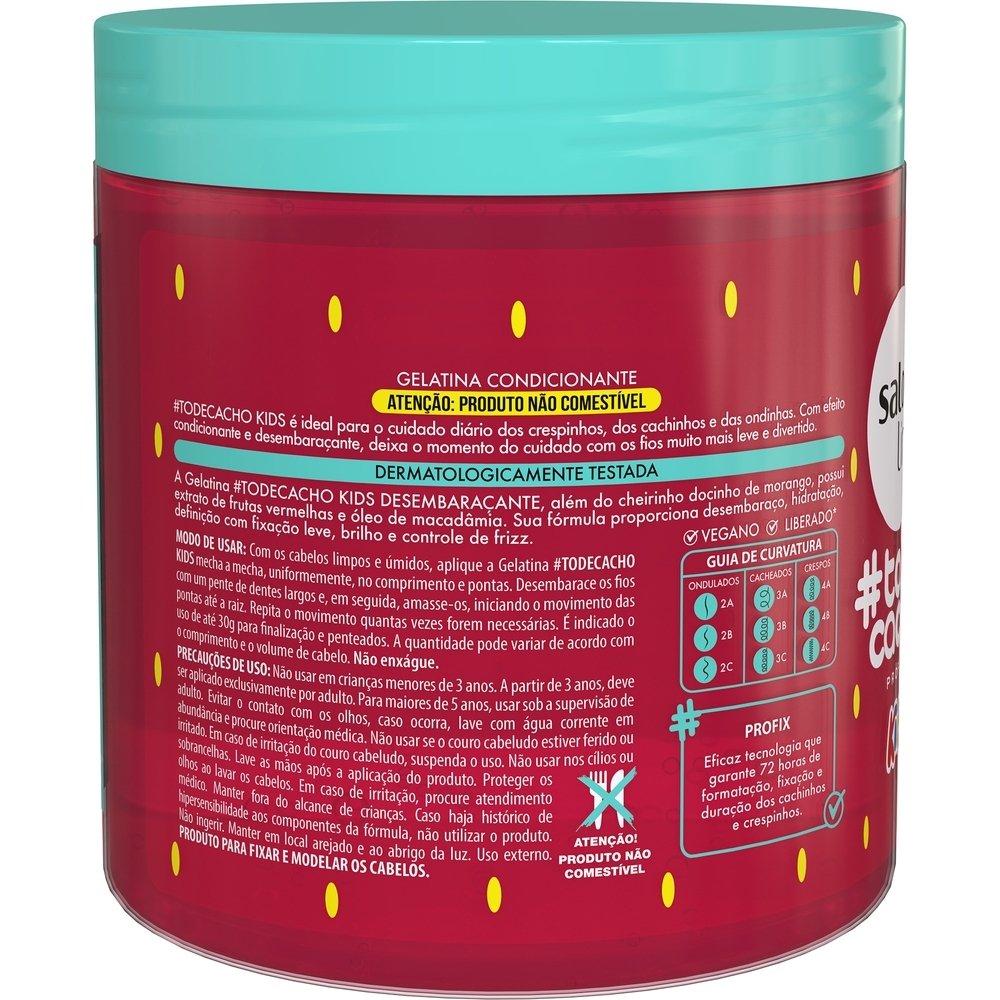 Gelatina Capilar Salon Line Tô de Cachos Kids Morango Desembaraçante 550g