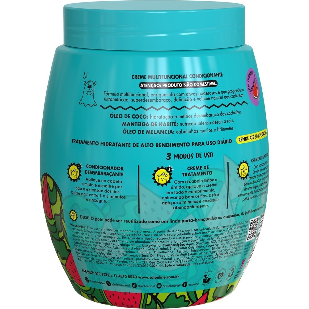 Creme para Pentear Salon Line Multifuncional Kids Hidra Cachinhos 1Kg