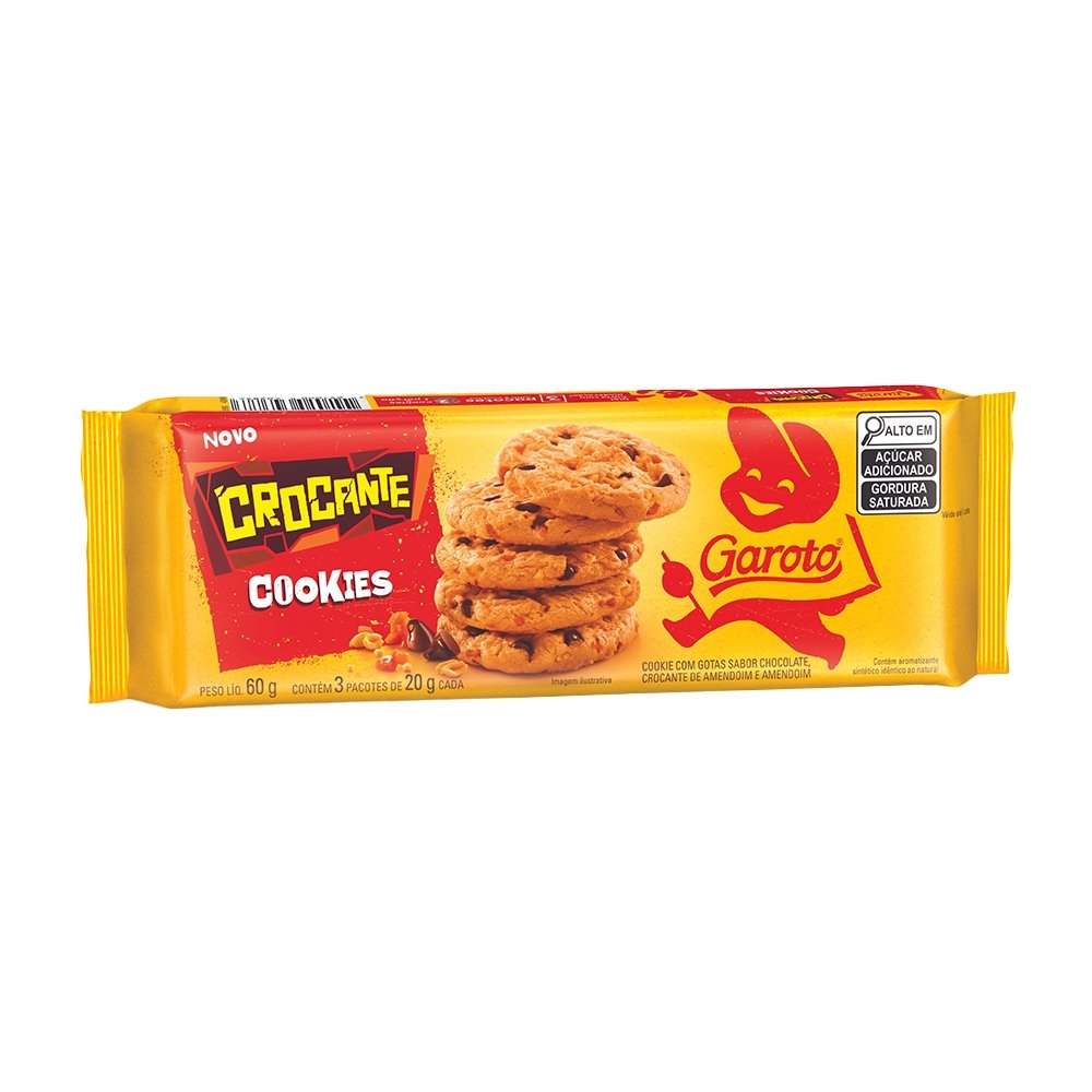 Biscoito Garoto Crocante Cookie 60g - Embalagem com 52 Unidades