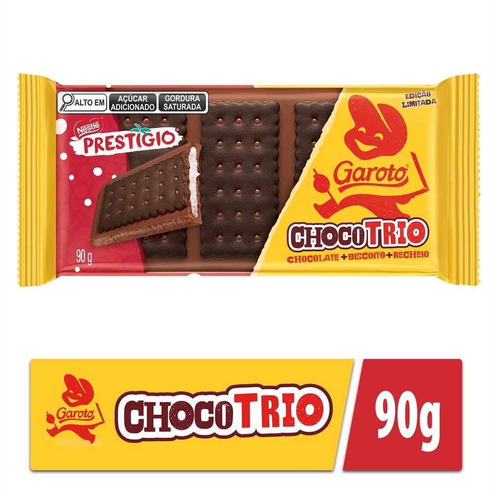 Chocolate Garoto Chocotrio Prestigio 90g - Embalagem com 12 Unidades