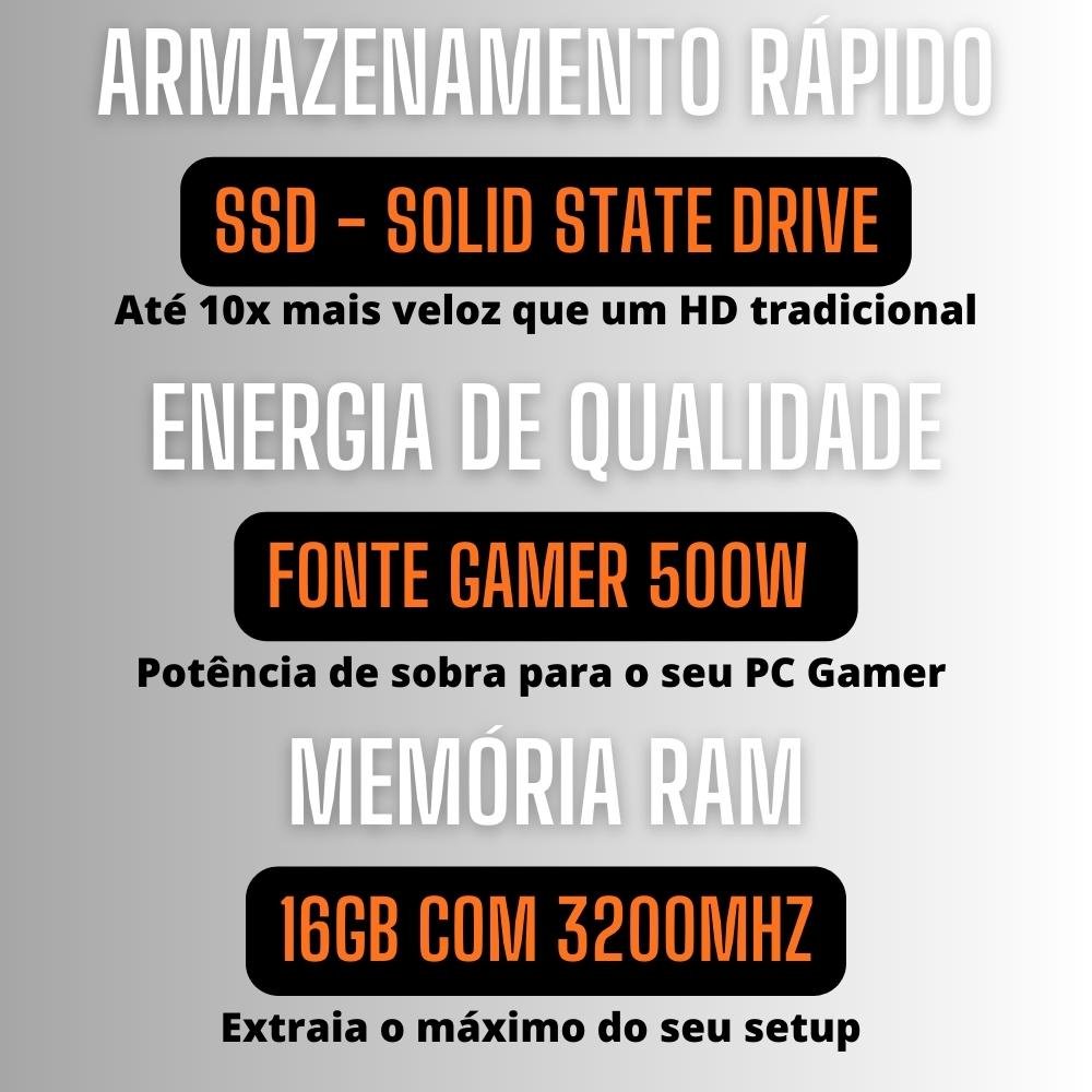 PC Gamer AMD Ryzen 5 5600G 6 Nucleos 4.40Ghz, Graficos Radeon VEGA 7, 16GB DDR4, SSD 256GB, Fonte 500W, 3green Force - 3F-001