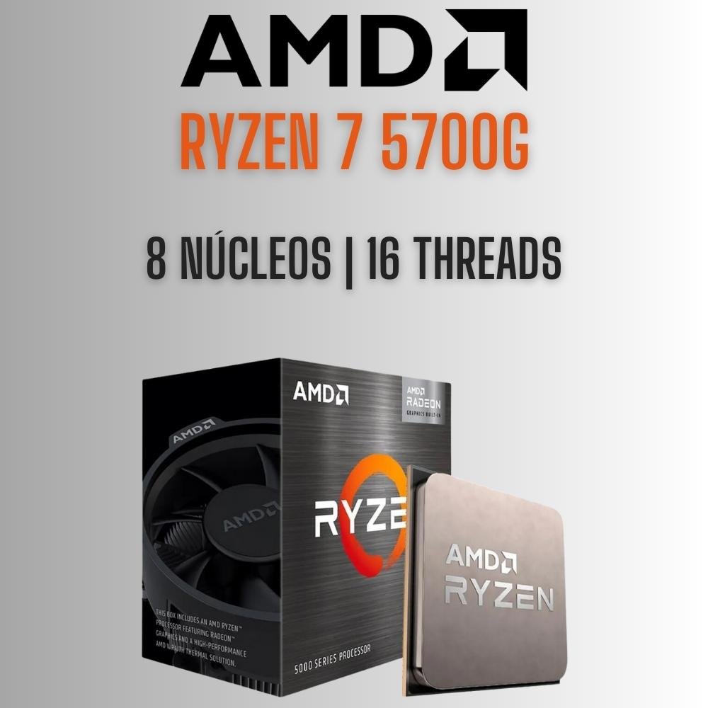 PC Gamer Completo AMD Ryzen 7 5700G, Graficos Radeon VEGA 8, 16GB DDR4, SSD 512GB, Fonte 500W, Monitor 21.5" 75Hz, 3green Force - 3F-016