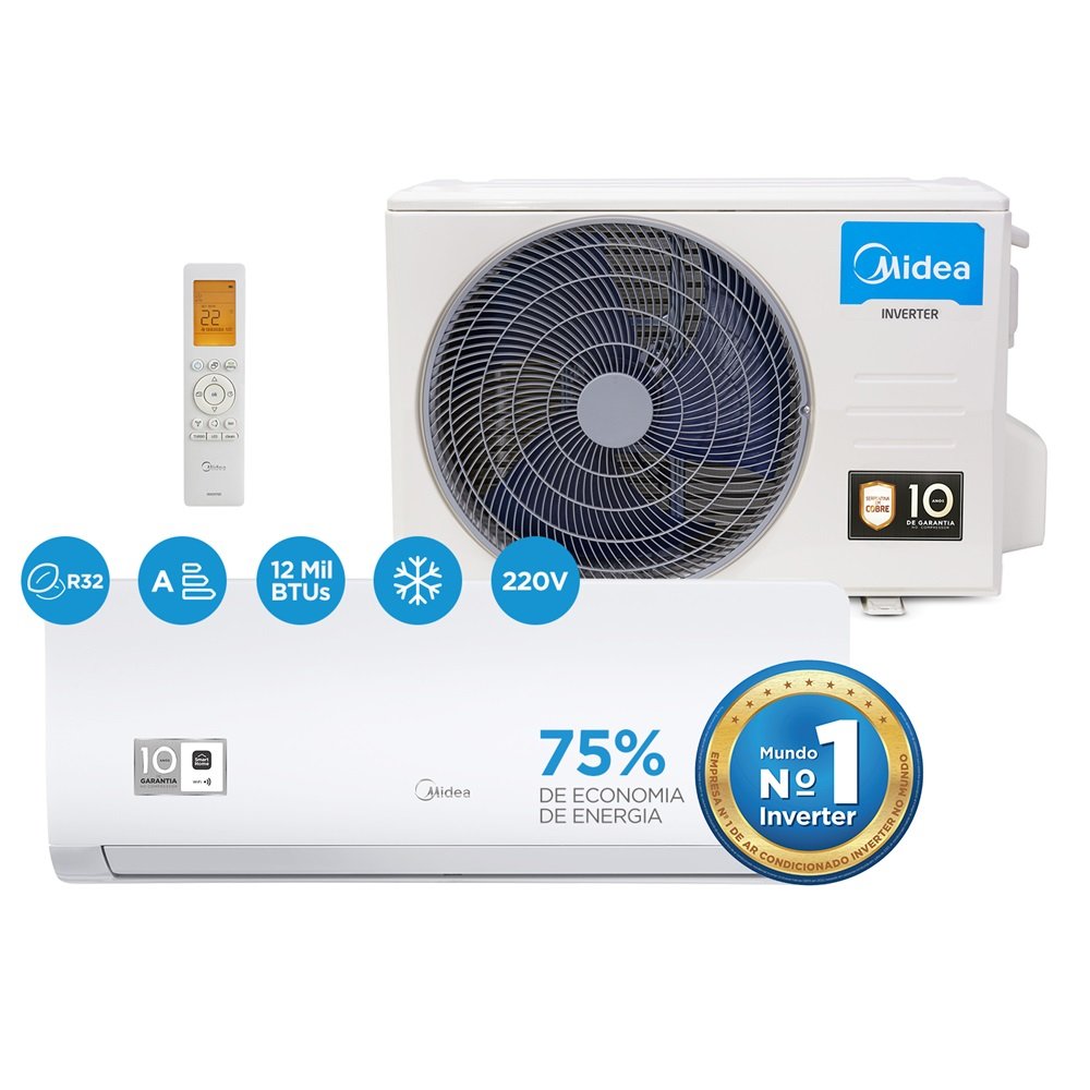 Ar Condicionado Split Springer Midea Hi Wall Xtreme Save Connect Inverter 12.000 Btu/H Quente E Frio Monofasico Branco 42Agvqi12m5 - 220V
