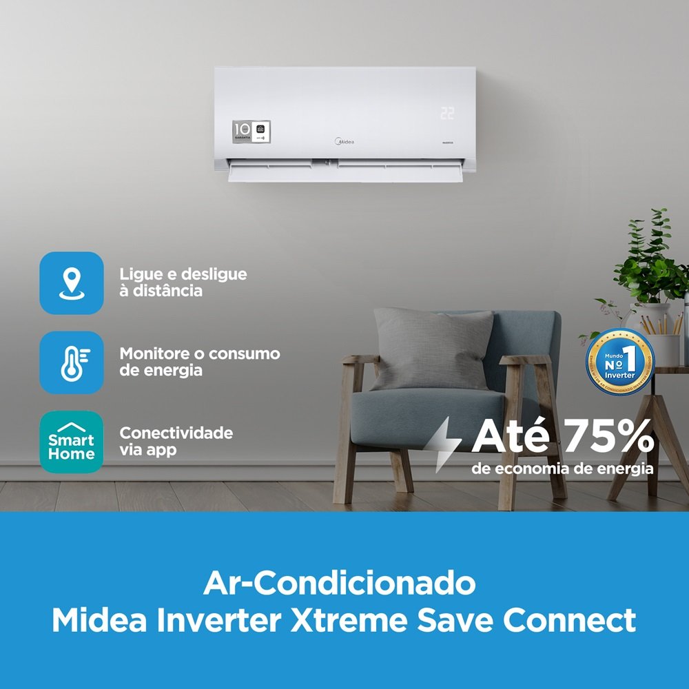 Ar Condicionado Split Springer Midea Hi Wall Xtreme Save Connect Inverter 12.000 Btu/H Quente E Frio Monofasico Branco 42Agvqi12m5 - 220V