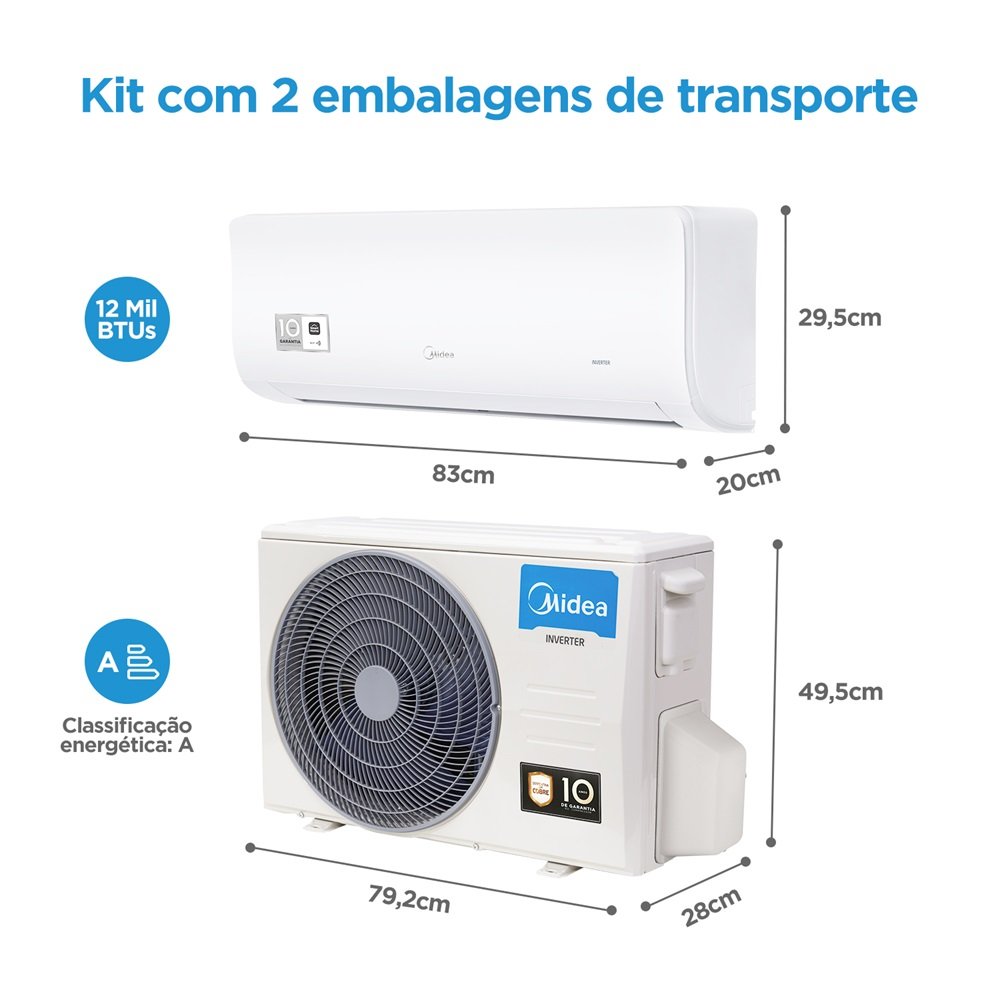 Ar Condicionado Split Springer Midea Hi Wall Xtreme Save Connect Inverter 12.000 Btu/H Quente E Frio Monofasico Branco 42Agvqi12m5 - 220V