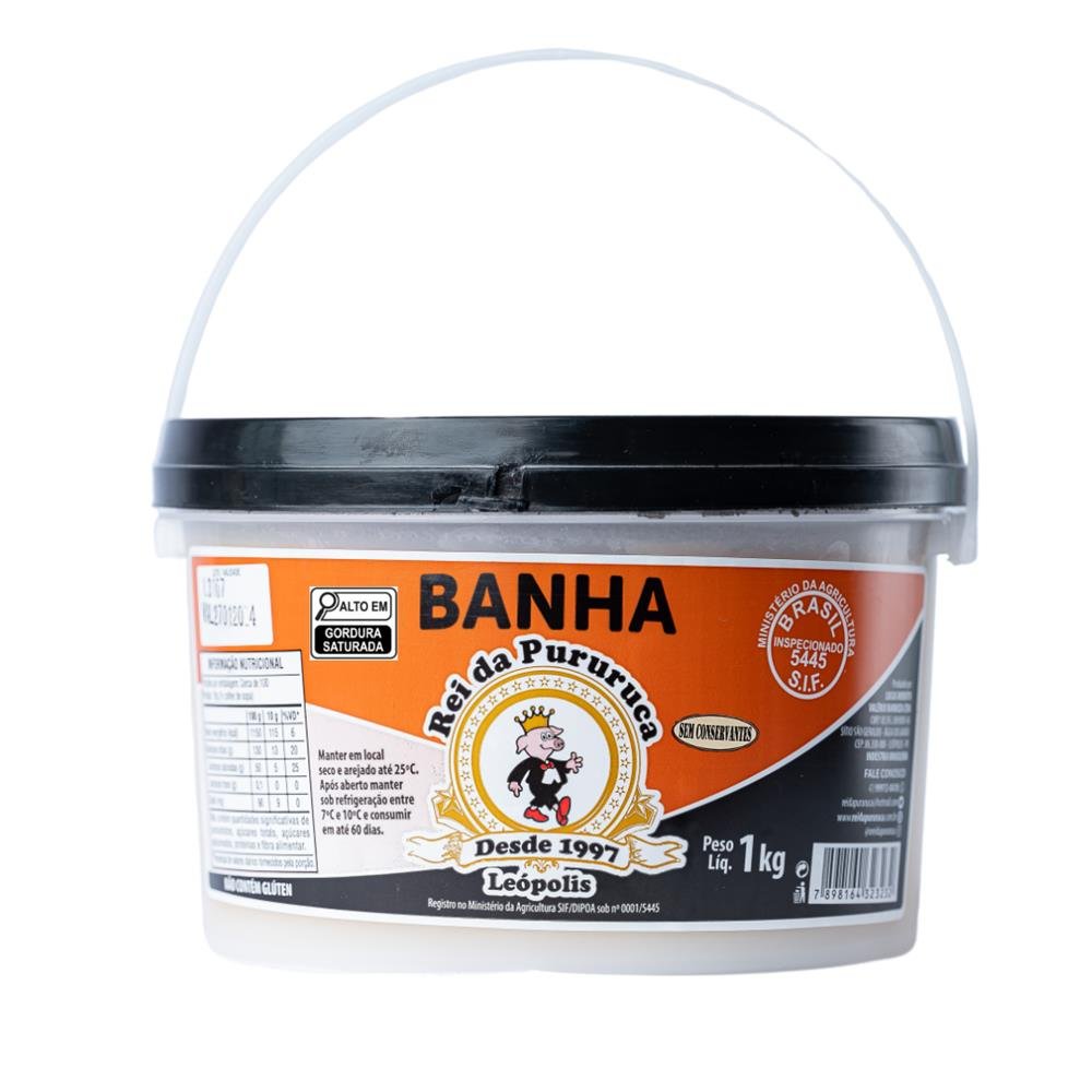 Banha 1 Kg Balde Rei da Pururuca