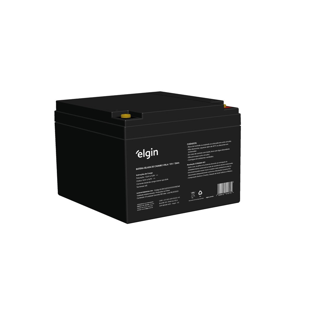 Bateria Selada de Chumbo Elgin VRLA 12V 28Ah Terminais Tipo M5