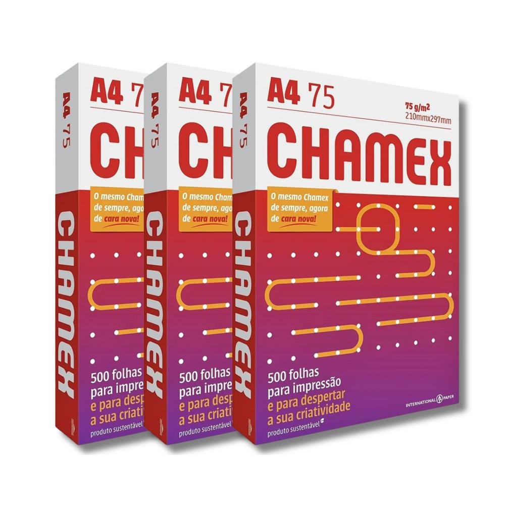 Kit Resma de Papel A4 com 3 Unidades
