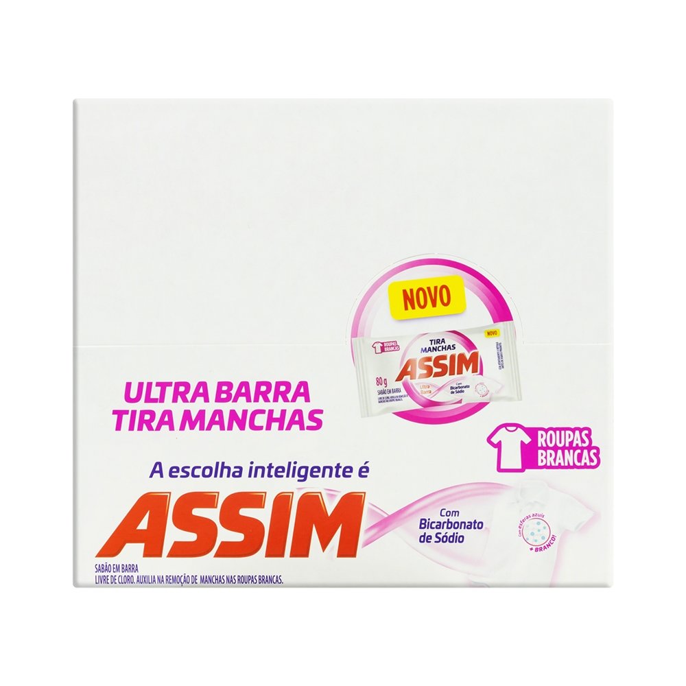 Tira Manchas Assim Roupas Brancas Barra 80g - Embalagem com 12 Unidades
