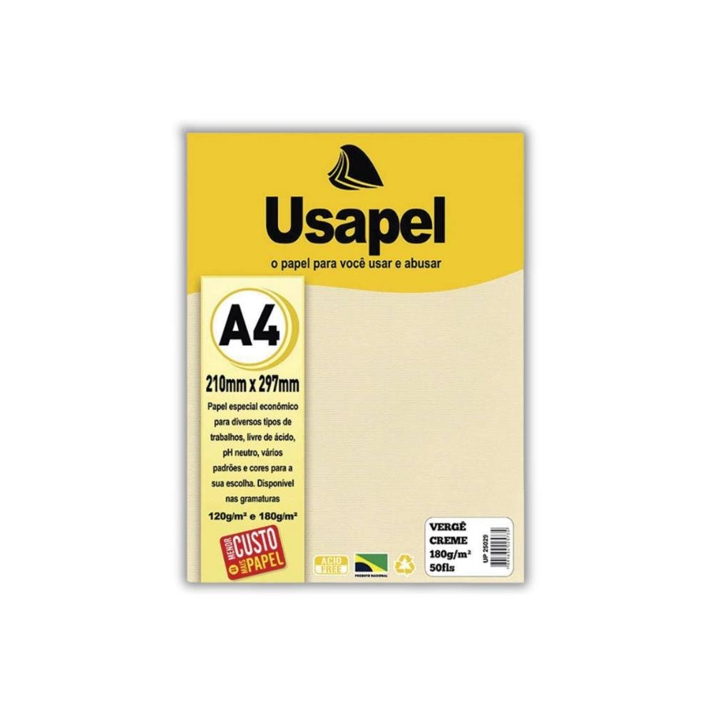 Papel A4 Vergê Creme 180g Usapel