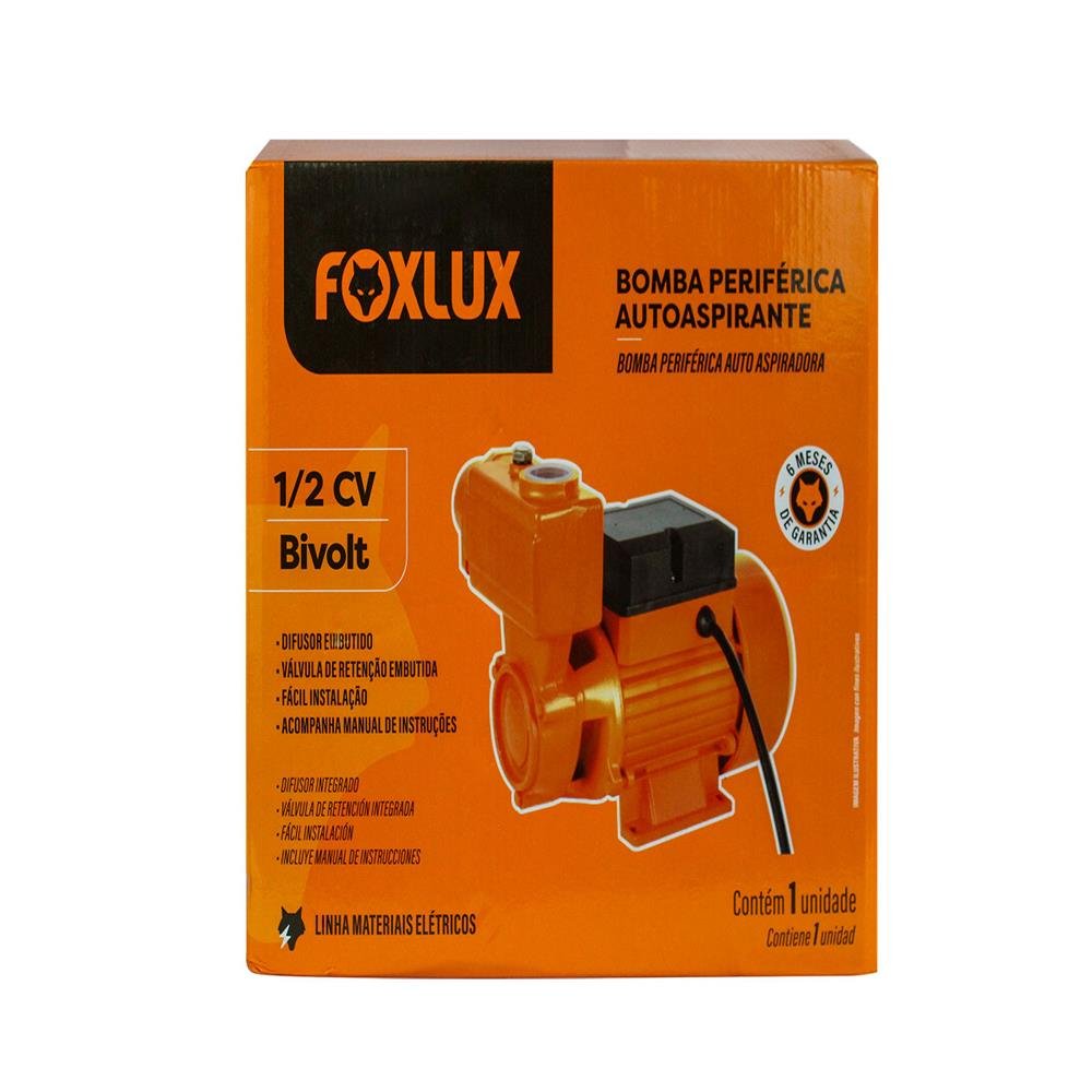Bomba Periférica Autoaspirante 1/2 cv Bivolt Foxlux