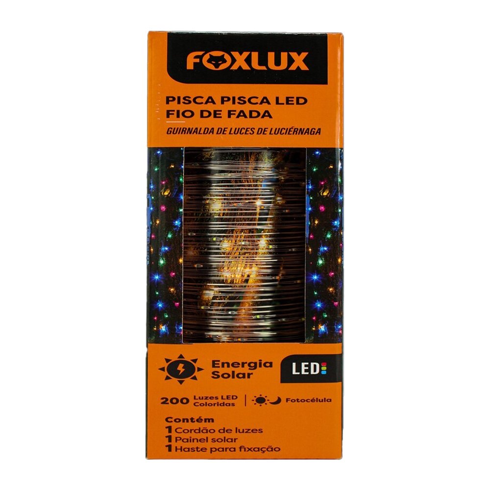 Pisca Pisca Solar Foxlux Fio de Fada LED - 200 Luzes Coloridas