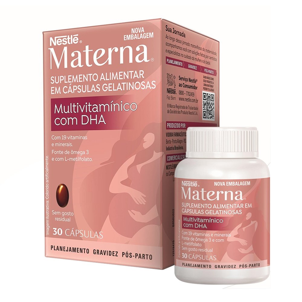 Suplemento Alimentar Materna Multivitamínico DHA Nestlé - Embalagem com 30 Cápsulas