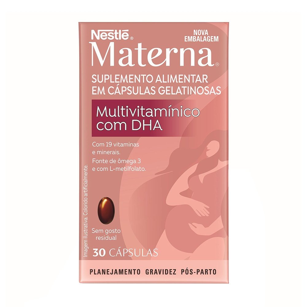 Suplemento Alimentar Materna Multivitamínico DHA Nestlé - Embalagem com 30 Cápsulas