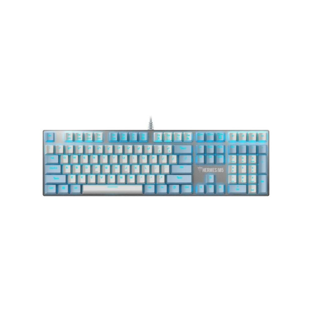 Teclado Mecanico Gamdias, Branco e Azul, Padrão Ansi, Switch Azul, Hermes M5 Rgb