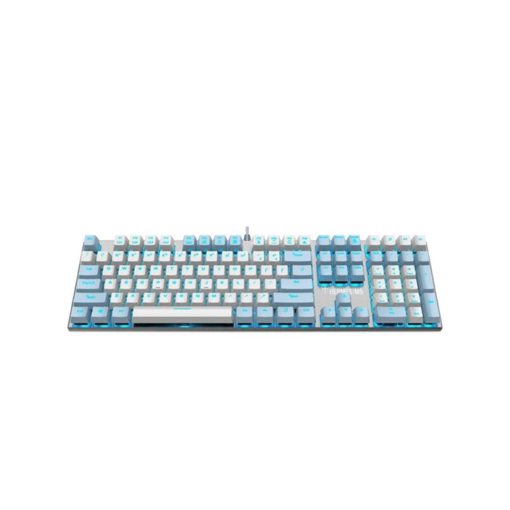 Teclado Mecanico Gamdias, Branco e Azul, Padrão Ansi, Switch Azul, Hermes M5 Rgb
