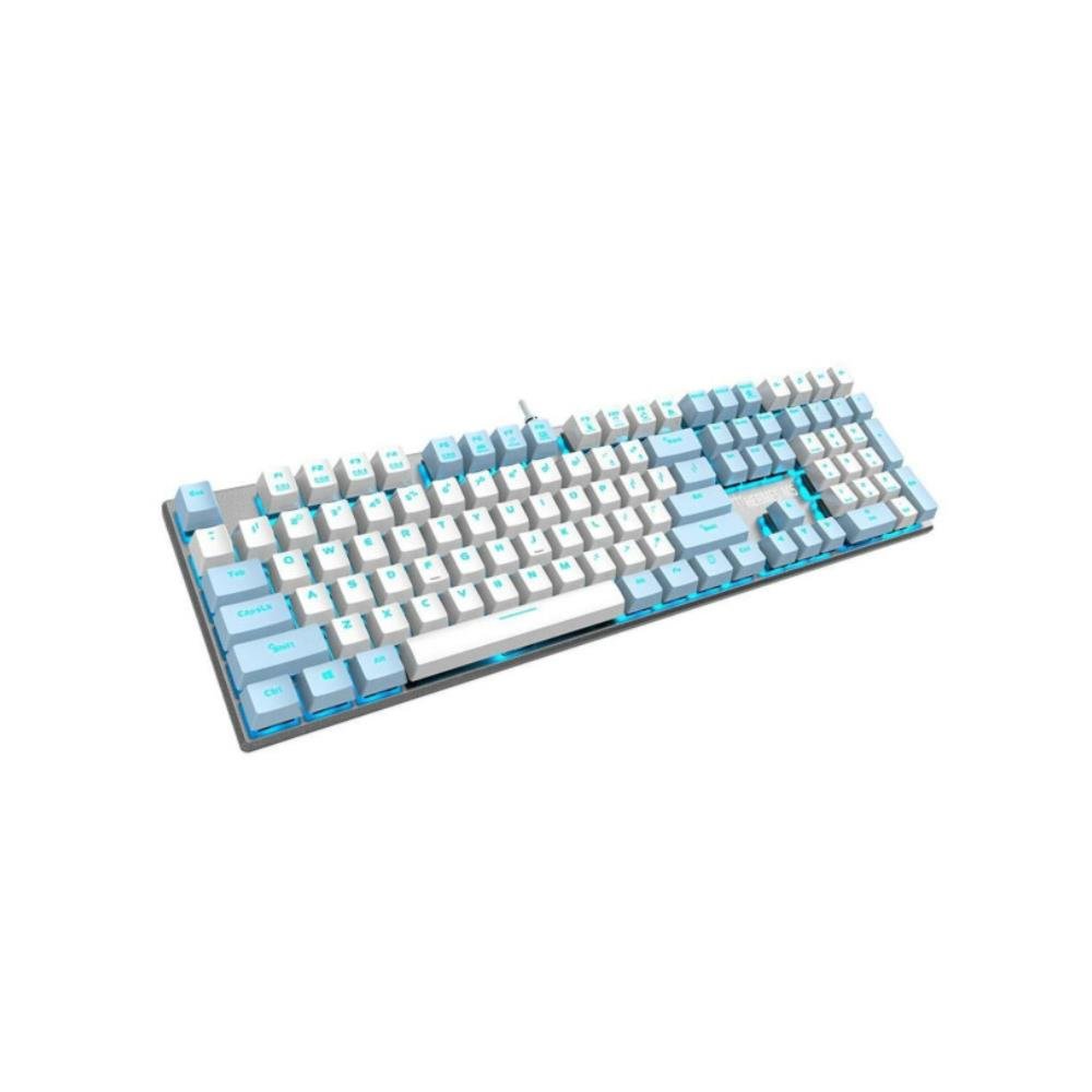Teclado Mecanico Gamdias, Branco e Azul, Padrão Ansi, Switch Azul, Hermes M5 Rgb