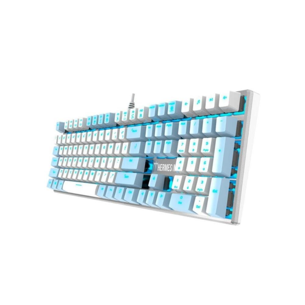 Teclado Mecanico Gamdias, Branco e Azul, Padrão Ansi, Switch Azul, Hermes M5 Rgb
