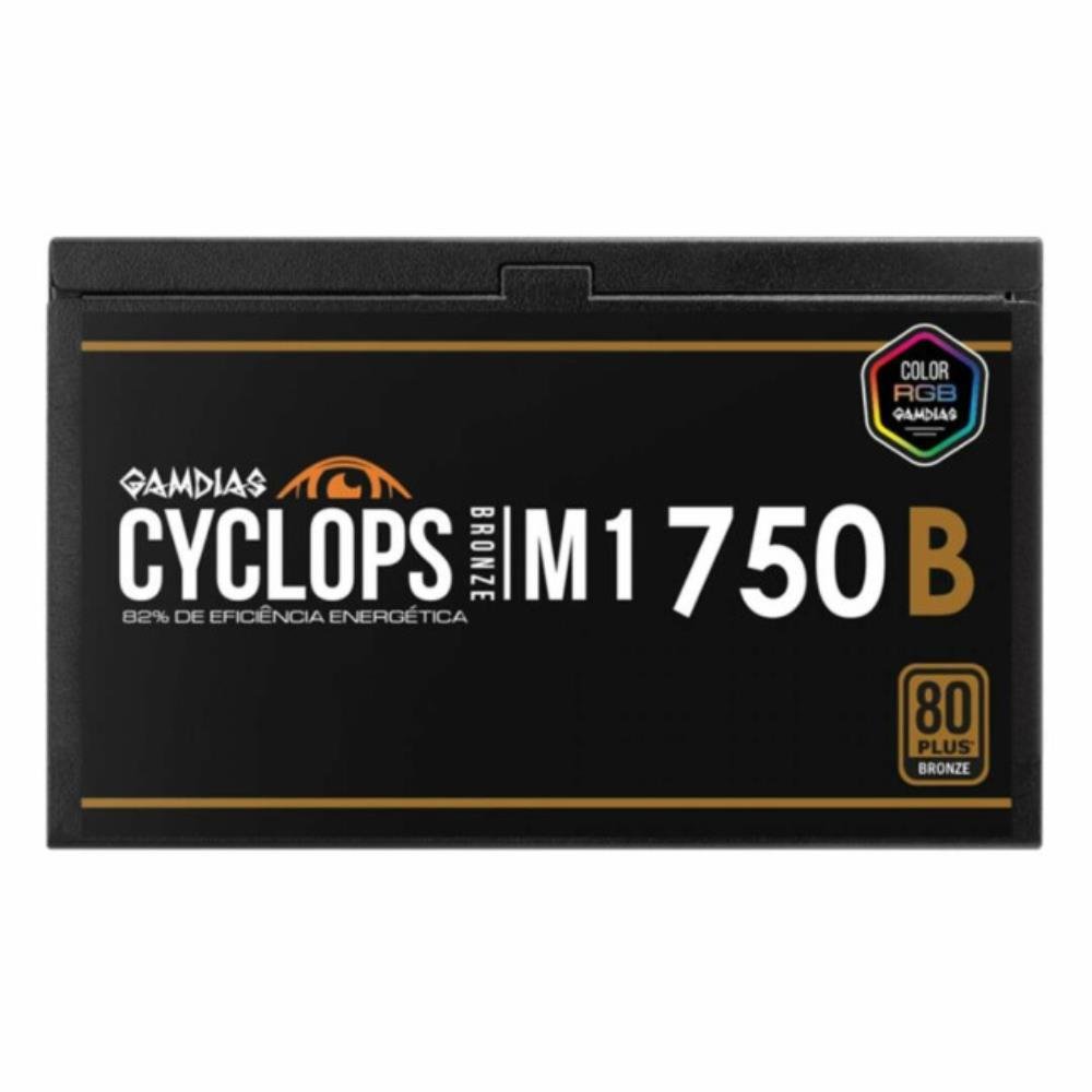 Fonte 750W Gamdias Cyclops M1 RGB, ATX, 80 Plus Bronze, Cybenetics, Teclab, PFC Ativo, M1-750B RGB