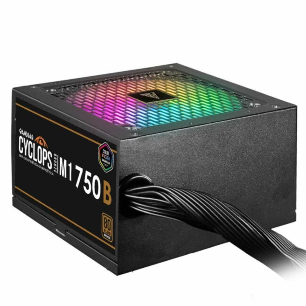 Fonte 750W Gamdias Cyclops M1 RGB, ATX, 80 Plus Bronze, Cybenetics, Teclab, PFC Ativo, M1-750B RGB