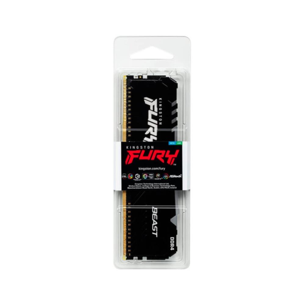Memória RAM 16gb DDR4 Kingston Fury Beast RGB, 3600MHz, CL18, Preto