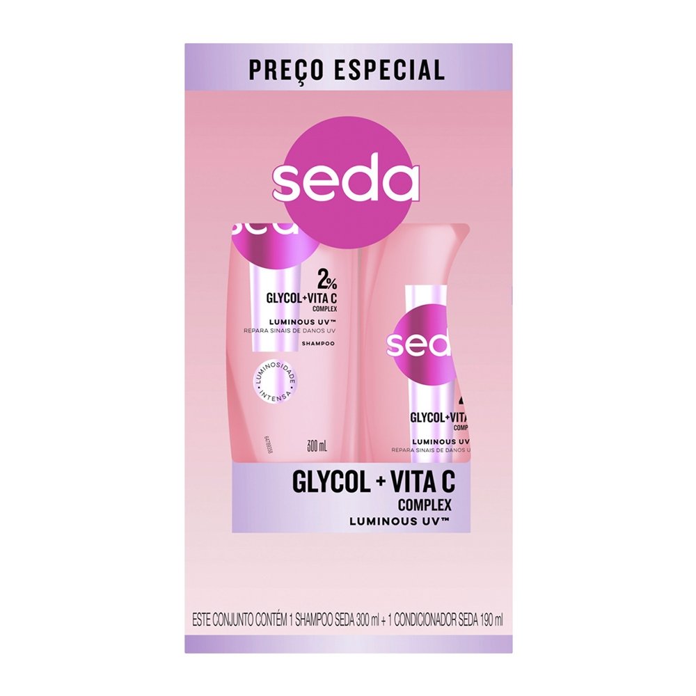 Shampoo 300ml + Condicionador - Seda Luminous UV 190ml