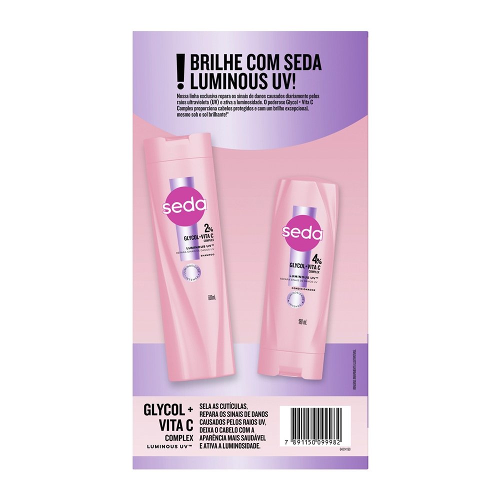 Shampoo 300ml + Condicionador - Seda Luminous UV 190ml