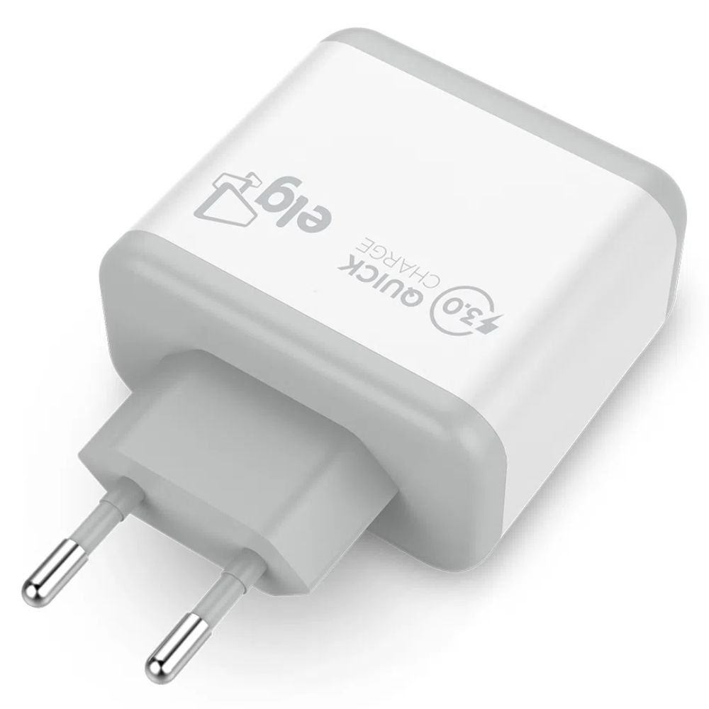 Carregador de Parede ELG WC2S-PDQC 1 USB Tipo-C 18W Bivolt Branco