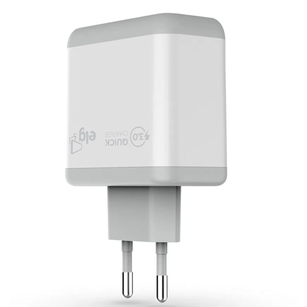 Carregador de Parede ELG WC2S-PDQC 1 USB Tipo-C 18W Bivolt Branco