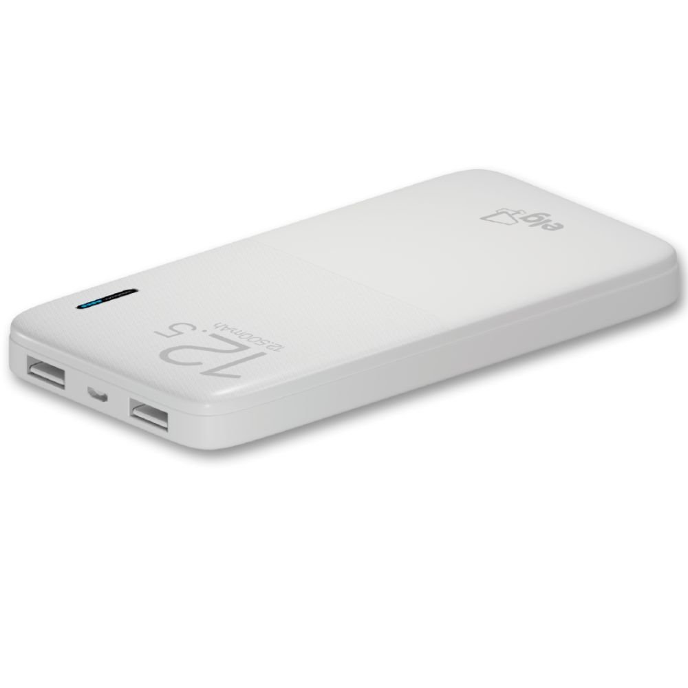 Carregador Portatil ELG Power Bank Led 12500MAH PB125 Branco